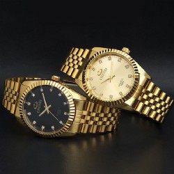 watch full gold Stainless Steel Quartz