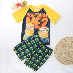 חליפת טרניג  קיץ צהובה עם הדפס מיניונים לילד