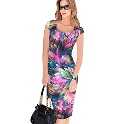 שמלה אופנתית לאישה עם הדפסים מיוחדים במגוון צבעים