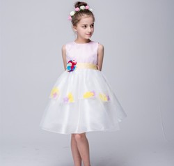 שמלה תחרה אופנתית עם הדפס מיוחד לילדה בשני צבעים