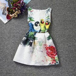 שמלה תחרה אופנתית עם הדפס מיוחד לילדה במגוון צבעים