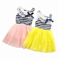 שמלה קיץ אופנתית עם פסים לילדה במגוון צבעים